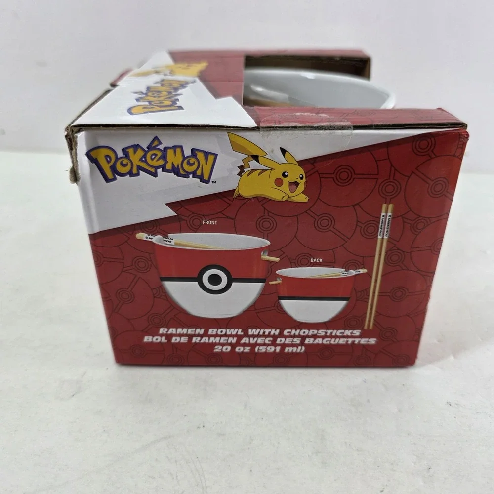 Pokémon Pokeball 20 oz Ceramic Ramen Bowl With Chopsticks NEW